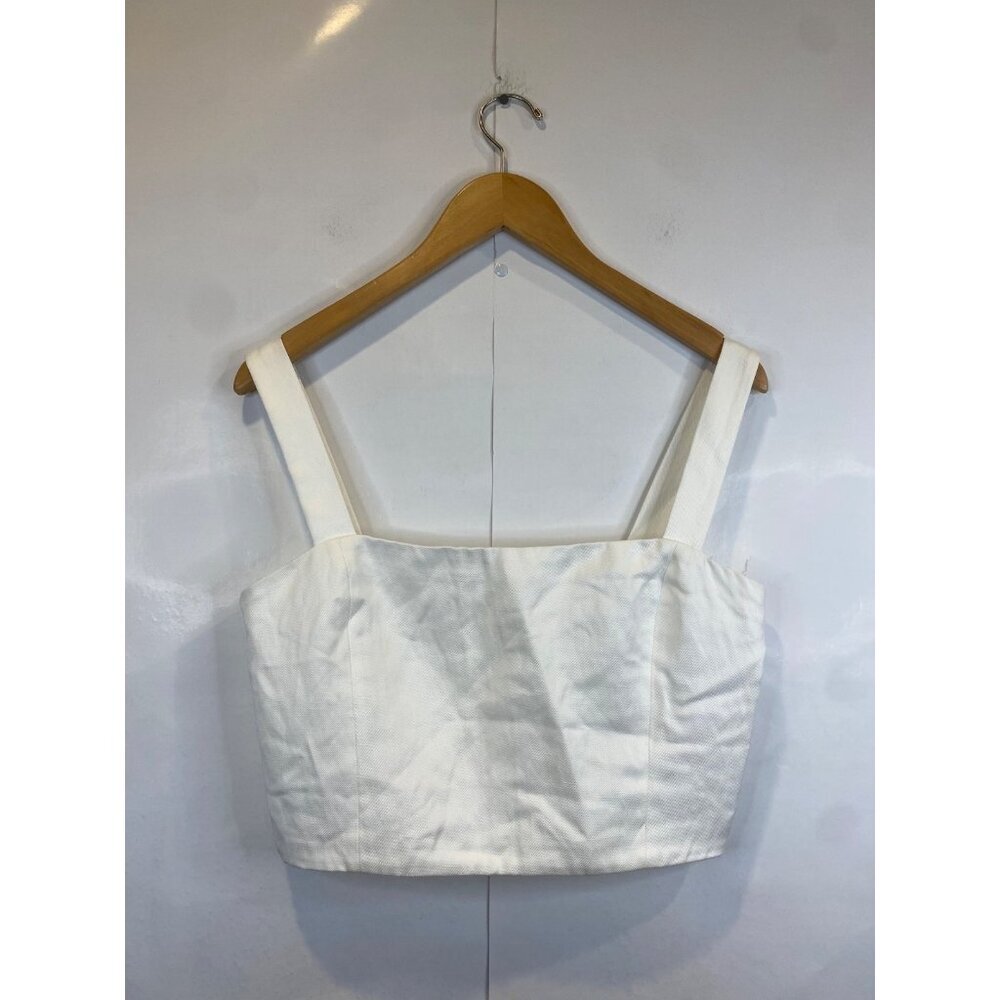 Aritzia Wilfred Women's White Sleeveless Crop Top Button Back Size 10